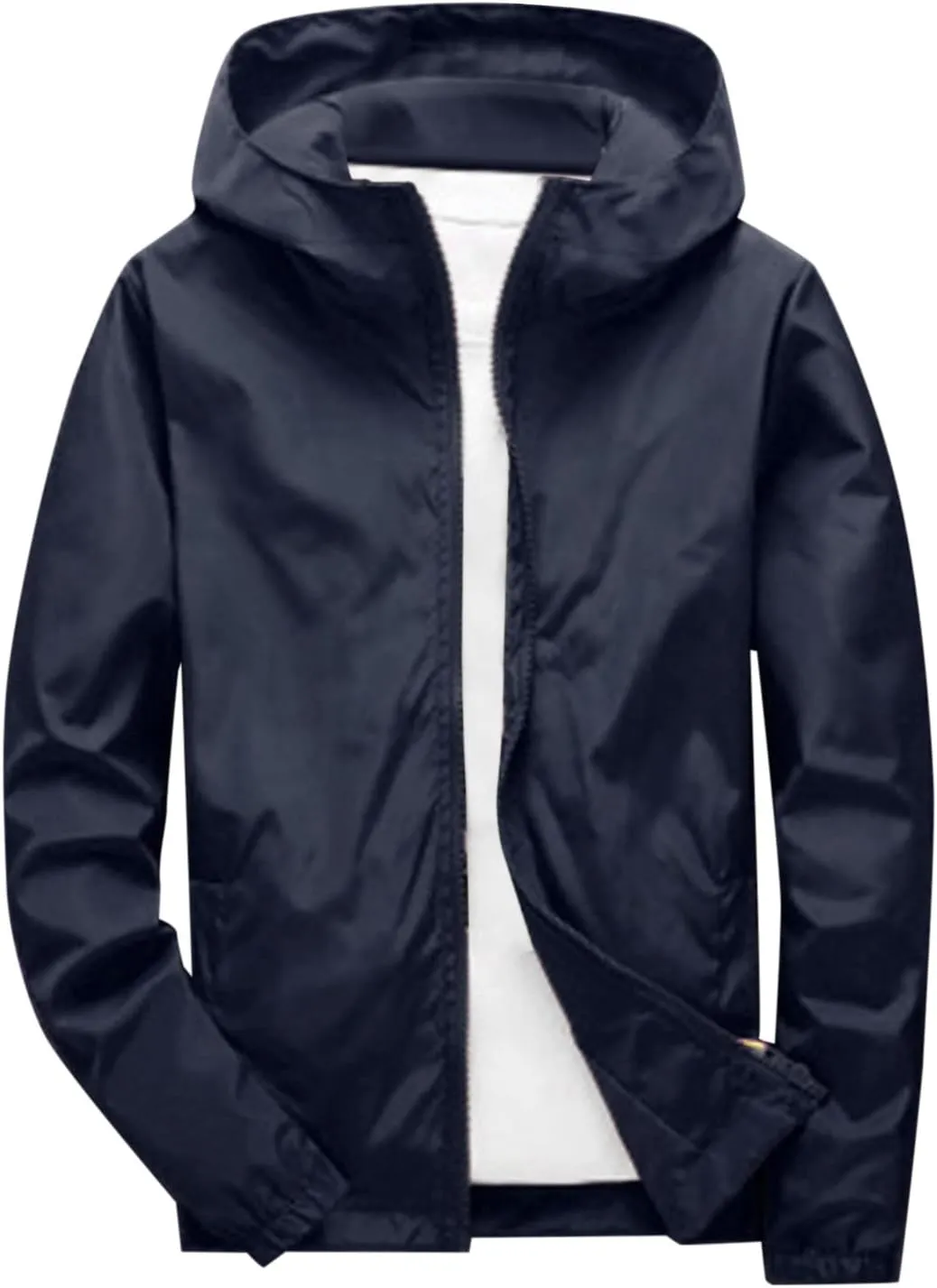 Oversized Hooded Jackets for Men Baggy Loose Zipper Up Lightweight Fall Casual Coats Waterproof Raincoat Big&Tall