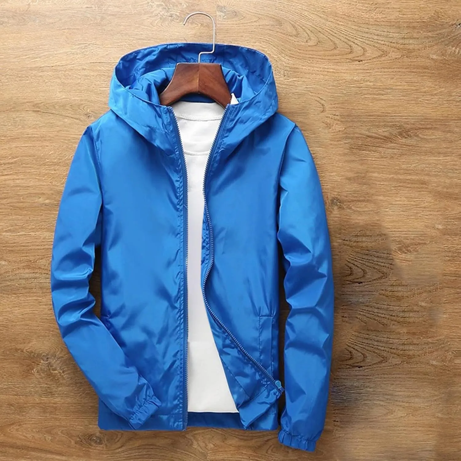 Oversized Hooded Jackets for Men Baggy Loose Zipper Up Lightweight Fall Casual Coats Waterproof Raincoat Big&Tall