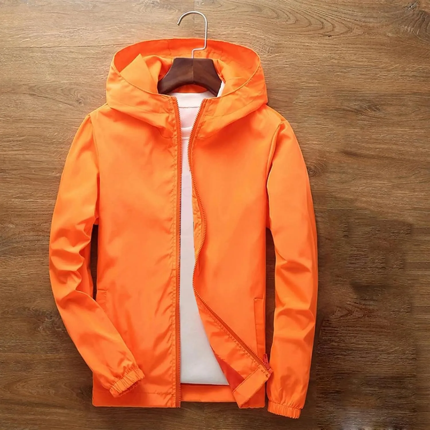 Oversized Hooded Jackets for Men Baggy Loose Zipper Up Lightweight Fall Casual Coats Waterproof Raincoat Big&Tall