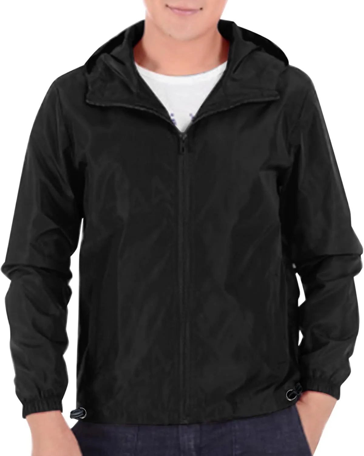 Oversized Hooded Jackets for Men Baggy Loose Zipper Up Lightweight Fall Casual Coats Waterproof Raincoat Big&Tall