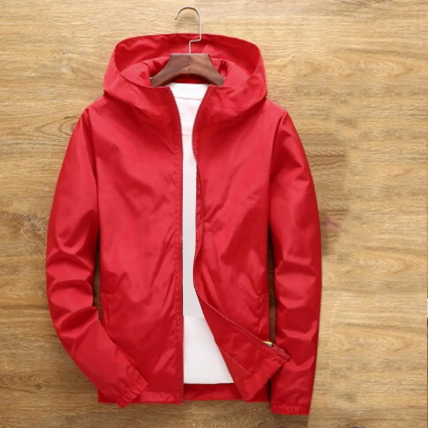 Oversized Hooded Jackets for Men Baggy Loose Zipper Up Lightweight Fall Casual Coats Waterproof Raincoat Big&Tall