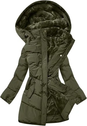 Parkas for Women Button Down Hooded Puffer Jacket Fleece Lined Warm Thick Long Outwear Daily Casual Coats with Pockets