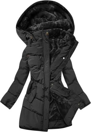 Parkas for Women Button Down Hooded Puffer Jacket Fleece Lined Warm Thick Long Outwear Daily Casual Coats with Pockets