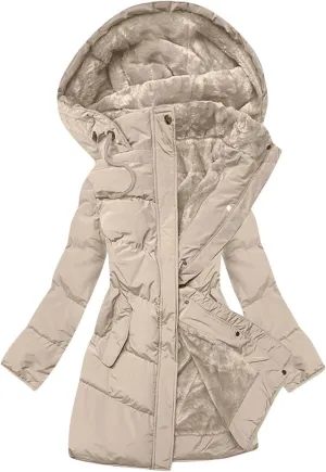 Parkas for Women Button Down Hooded Puffer Jacket Fleece Lined Warm Thick Long Outwear Daily Casual Coats with Pockets