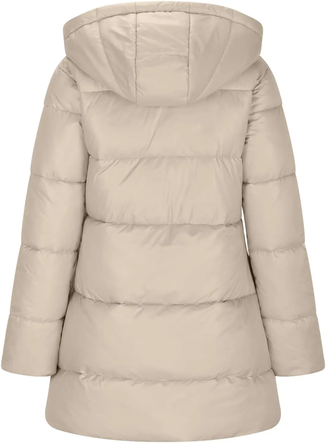 Parkas for Women Button Down Hooded Puffer Jacket Fleece Lined Warm Thick Long Outwear Daily Casual Coats with Pockets