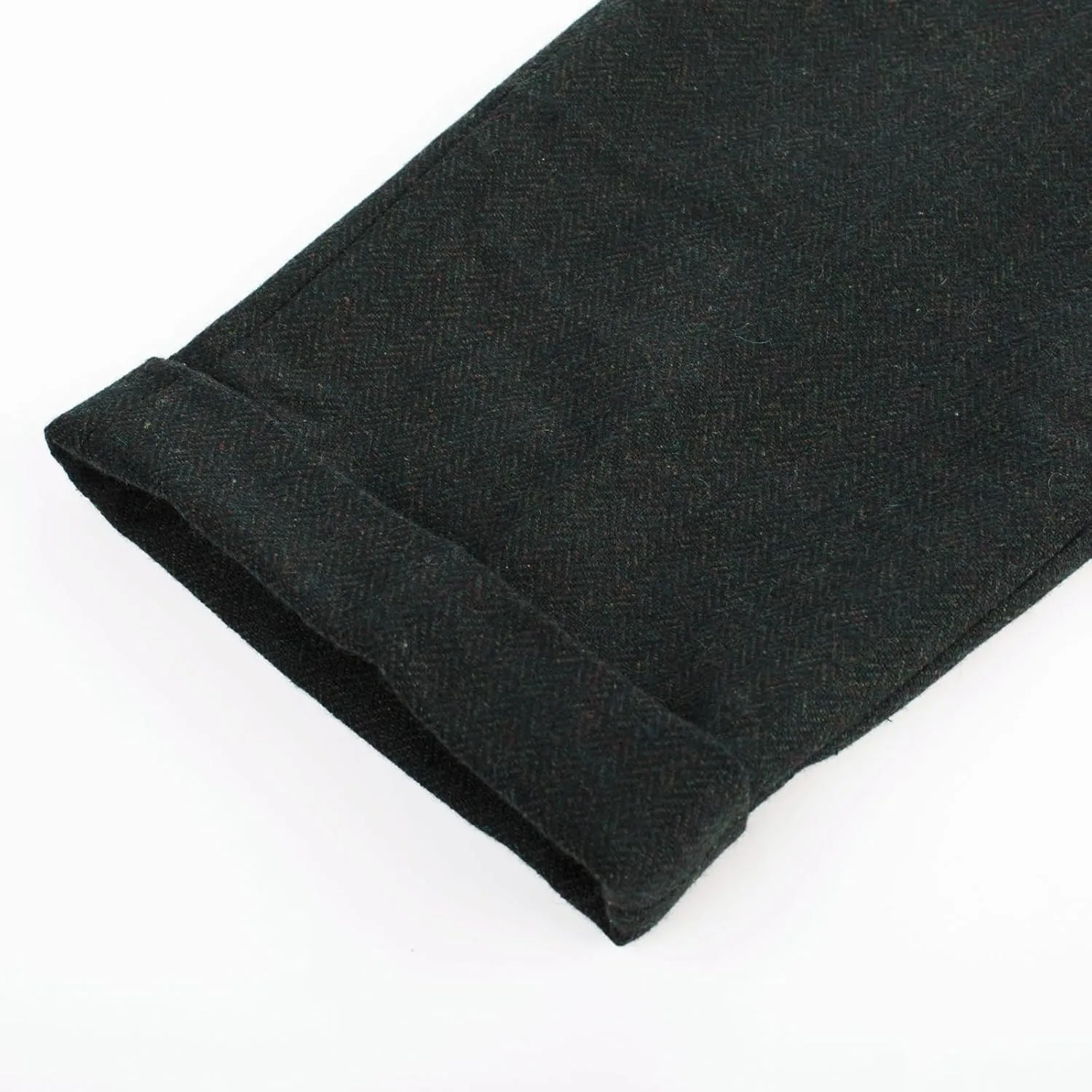 PJ PAUL JONES Men Vintage Tweed Pants Herringbone Pleated Suit Trousers