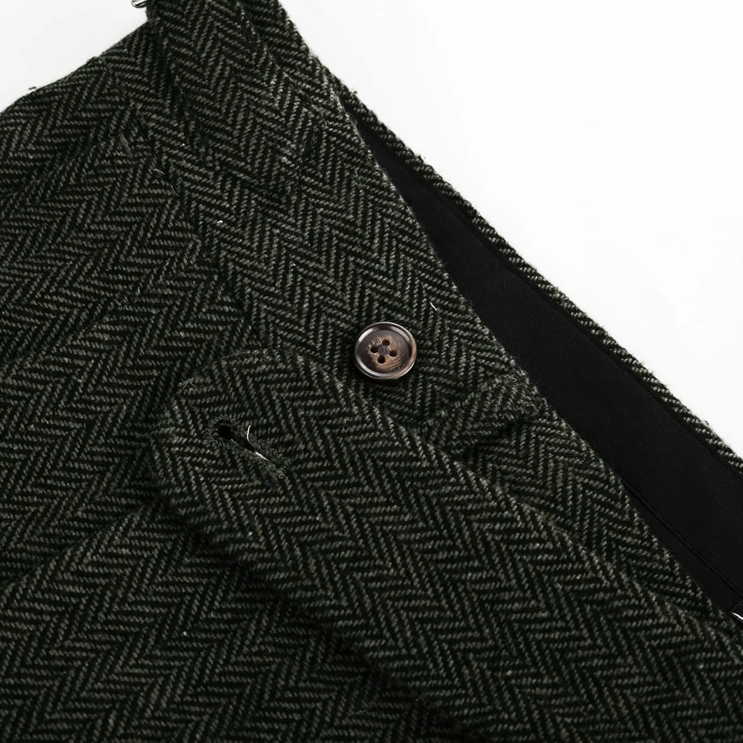 PJ PAUL JONES Men Vintage Tweed Pants Herringbone Pleated Suit Trousers