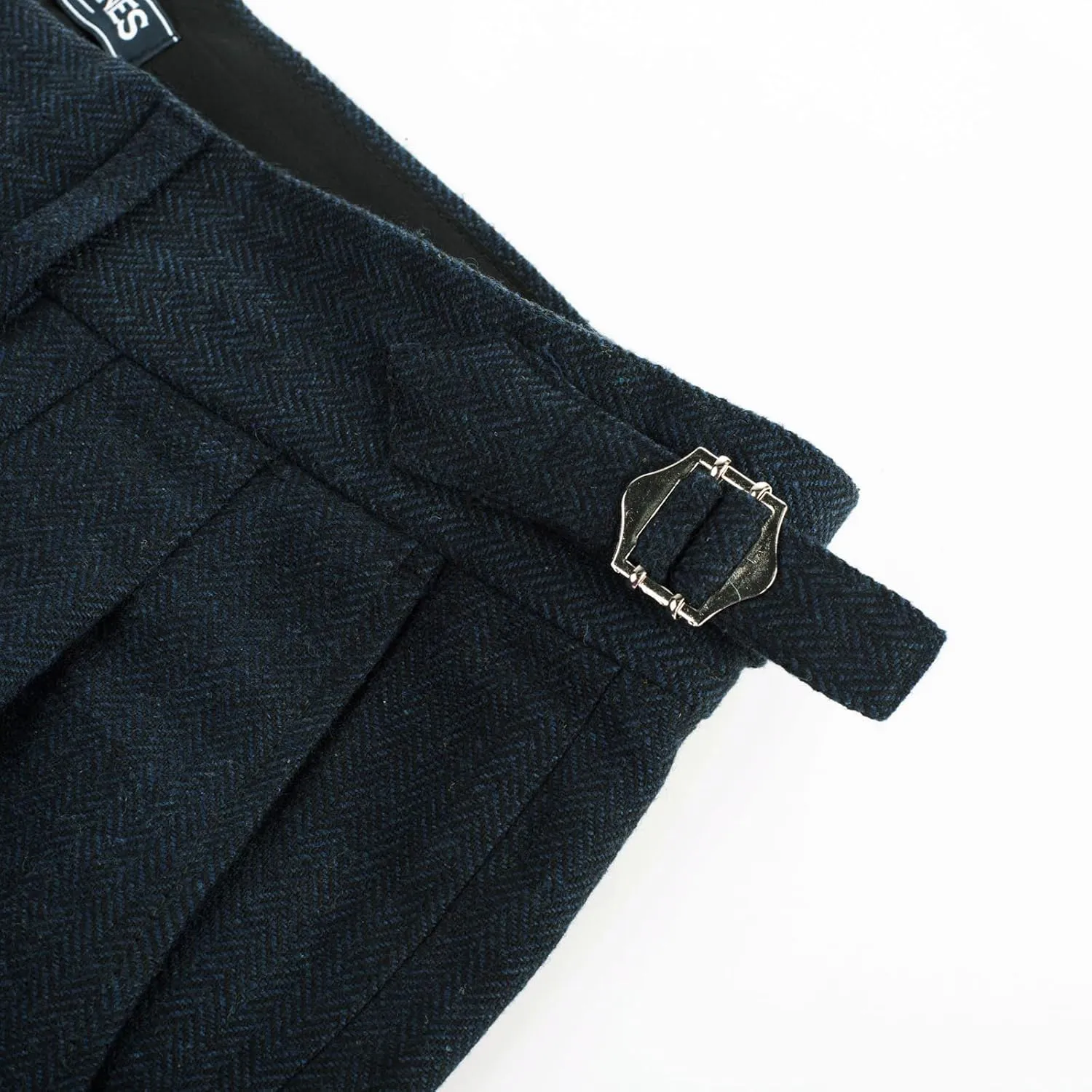 PJ PAUL JONES Men Vintage Tweed Pants Herringbone Pleated Suit Trousers