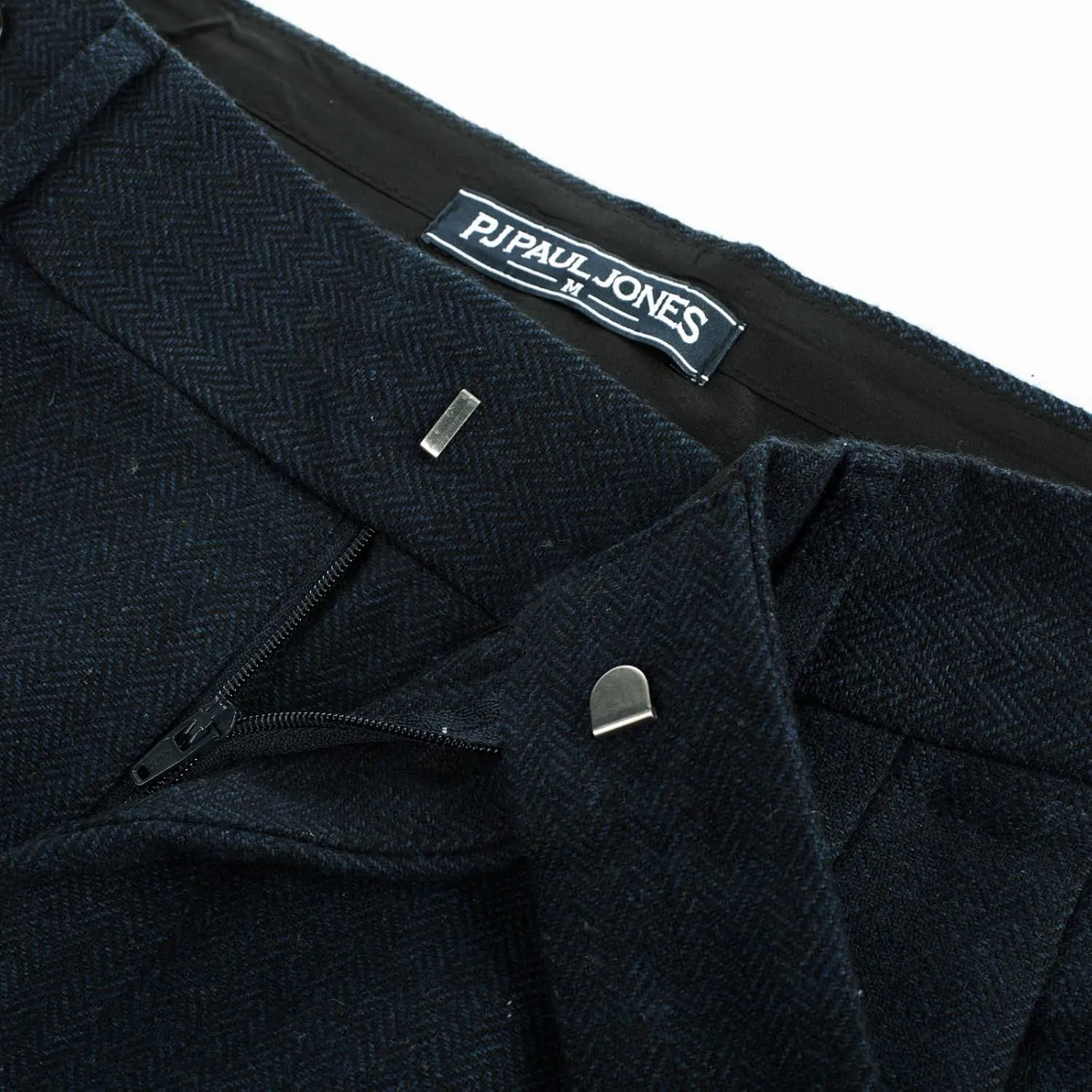 PJ PAUL JONES Men Vintage Tweed Pants Herringbone Pleated Suit Trousers