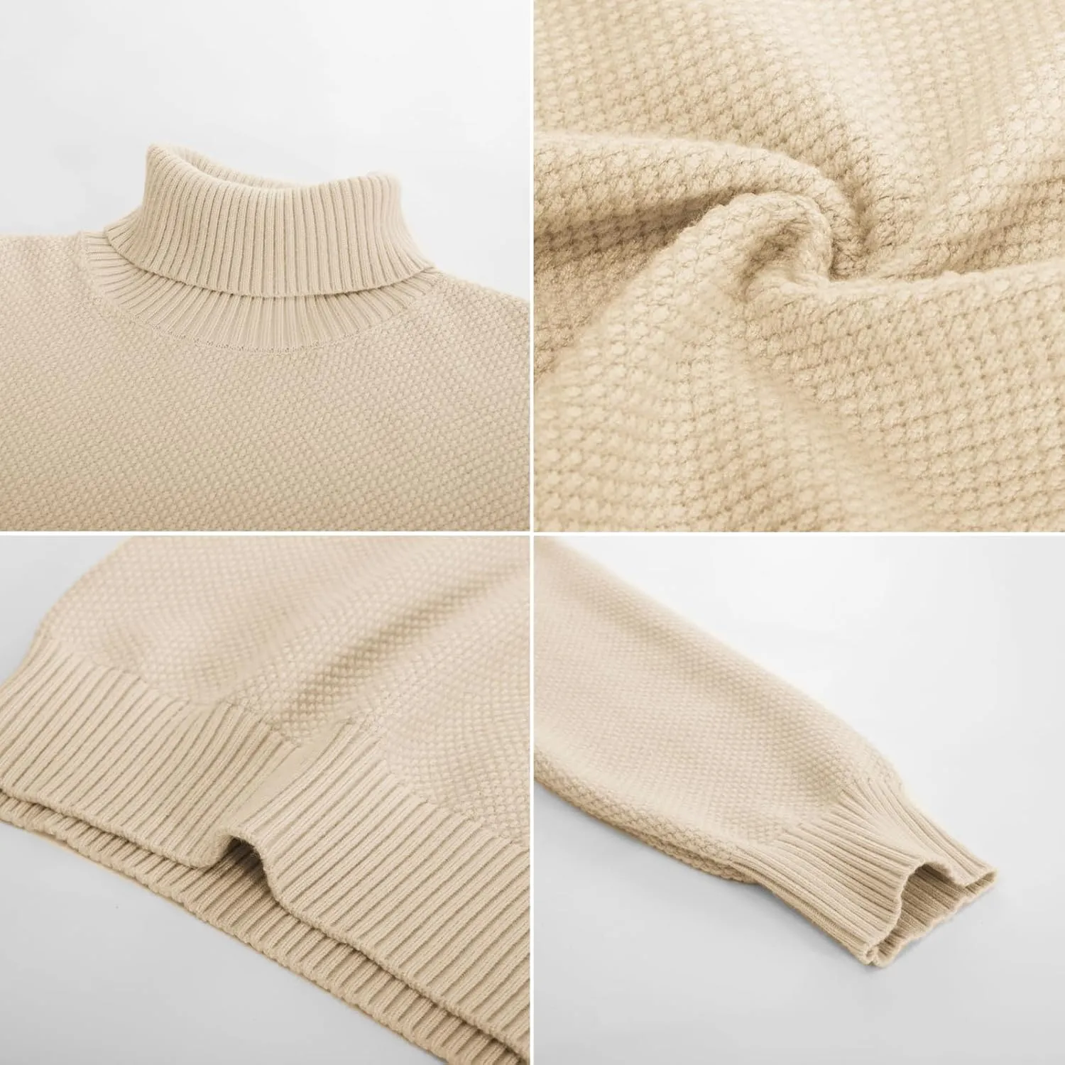 PJ PAUL JONES Men's Turtleneck Sweaters Knitted Casual Textured Pullover Sweater