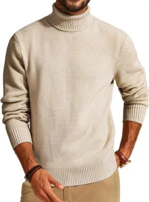 PJ PAUL JONES Men's Turtleneck Sweaters Knitted Casual Textured Pullover Sweater