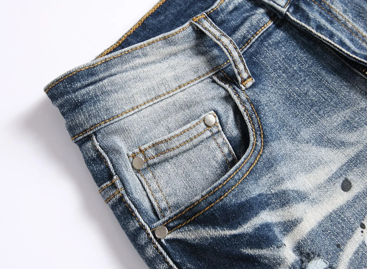 QIMYUM Men's Slim Fit Jeans Ripped Skinny Jeans for Men, Fashion Biker Jeans Stretch Moto Cargo Denim Pants