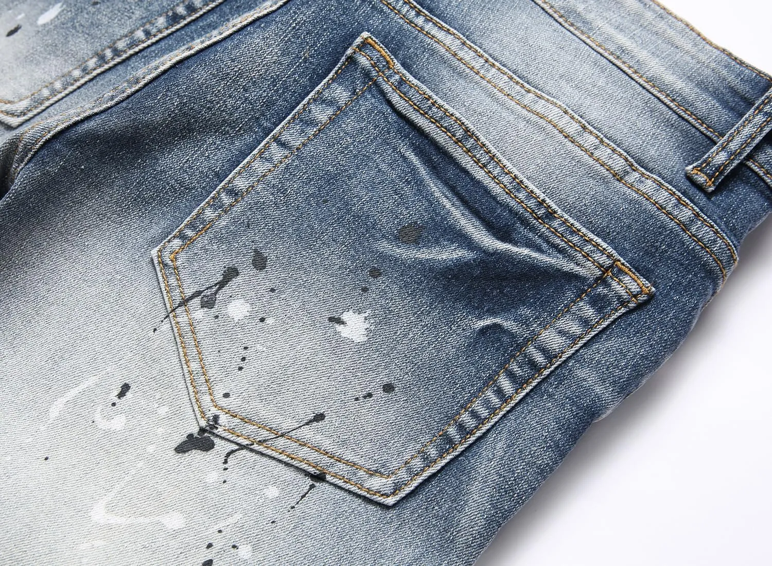 QIMYUM Men's Slim Fit Jeans Ripped Skinny Jeans for Men, Fashion Biker Jeans Stretch Moto Cargo Denim Pants