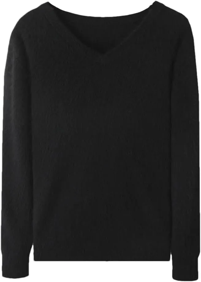 Rfmfkkg Men's Cashmere Sweater V-Neck Pullover Knitted Business Long Sleeve Pullover Jumpers