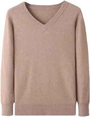 Rfmfkkg Men's Cashmere Sweater V-Neck Pullover Knitted Business Long Sleeve Pullover Jumpers
