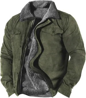 RTRDE Mens Outdoor Jacket Casual Sherpa Lined Fleece Jacket Zip Up Winter Warm Fashion Coats Fall Jacket, S-5XL