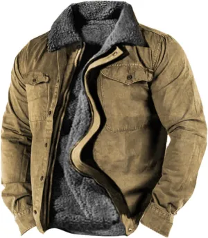 RTRDE Mens Outdoor Jacket Casual Sherpa Lined Fleece Jacket Zip Up Winter Warm Fashion Coats Fall Jacket, S-5XL