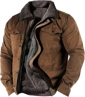 RTRDE Mens Outdoor Jacket Casual Sherpa Lined Fleece Jacket Zip Up Winter Warm Fashion Coats Fall Jacket, S-5XL