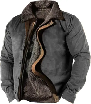 RTRDE Mens Outdoor Jacket Casual Sherpa Lined Fleece Jacket Zip Up Winter Warm Fashion Coats Fall Jacket, S-5XL