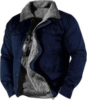 RTRDE Mens Outdoor Jacket Casual Sherpa Lined Fleece Jacket Zip Up Winter Warm Fashion Coats Fall Jacket, S-5XL
