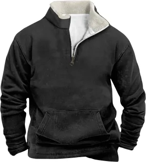 RTRDE Men's Winter Work Sweatshirts Pullover Long Sleeve Fleece Athletic Workout Warm Sweater with Pockets, M-5XL