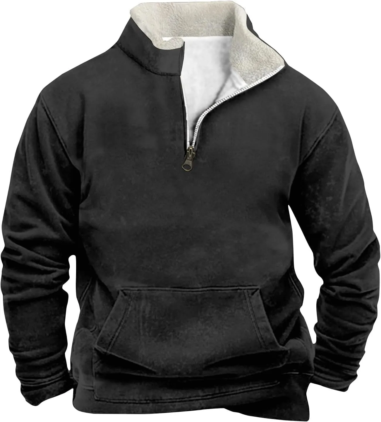 RTRDE Men's Winter Work Sweatshirts Pullover Long Sleeve Fleece Athletic Workout Warm Sweater with Pockets, M-5XL
