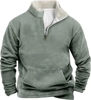RTRDE Men's Winter Work Sweatshirts Pullover Long Sleeve Fleece Athletic Workout Warm Sweater with Pockets, M-5XL