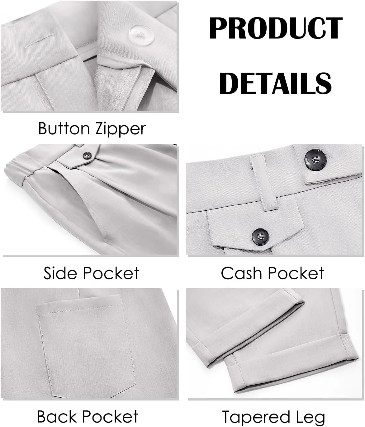 Runcati Mens Slim Fit Dress Pants Pleated Front Skinny Stretch Business Suit Trousers Classic Tapered Work Slacks
