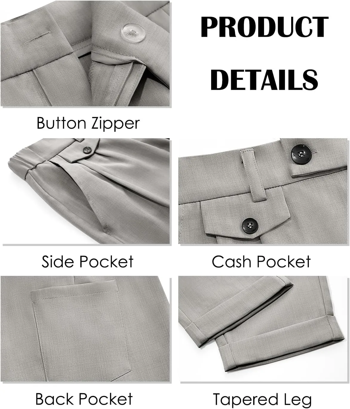 Runcati Mens Slim Fit Dress Pants Pleated Front Skinny Stretch Business Suit Trousers Classic Tapered Work Slacks