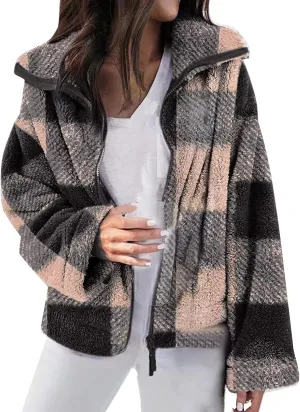 SHAOBGE Womens Plaid Shacket Fall Jacket Fleece Lined Button Down Peacoats Plaid Lapel Casual Coats Y2K Shirt Jackets 2023