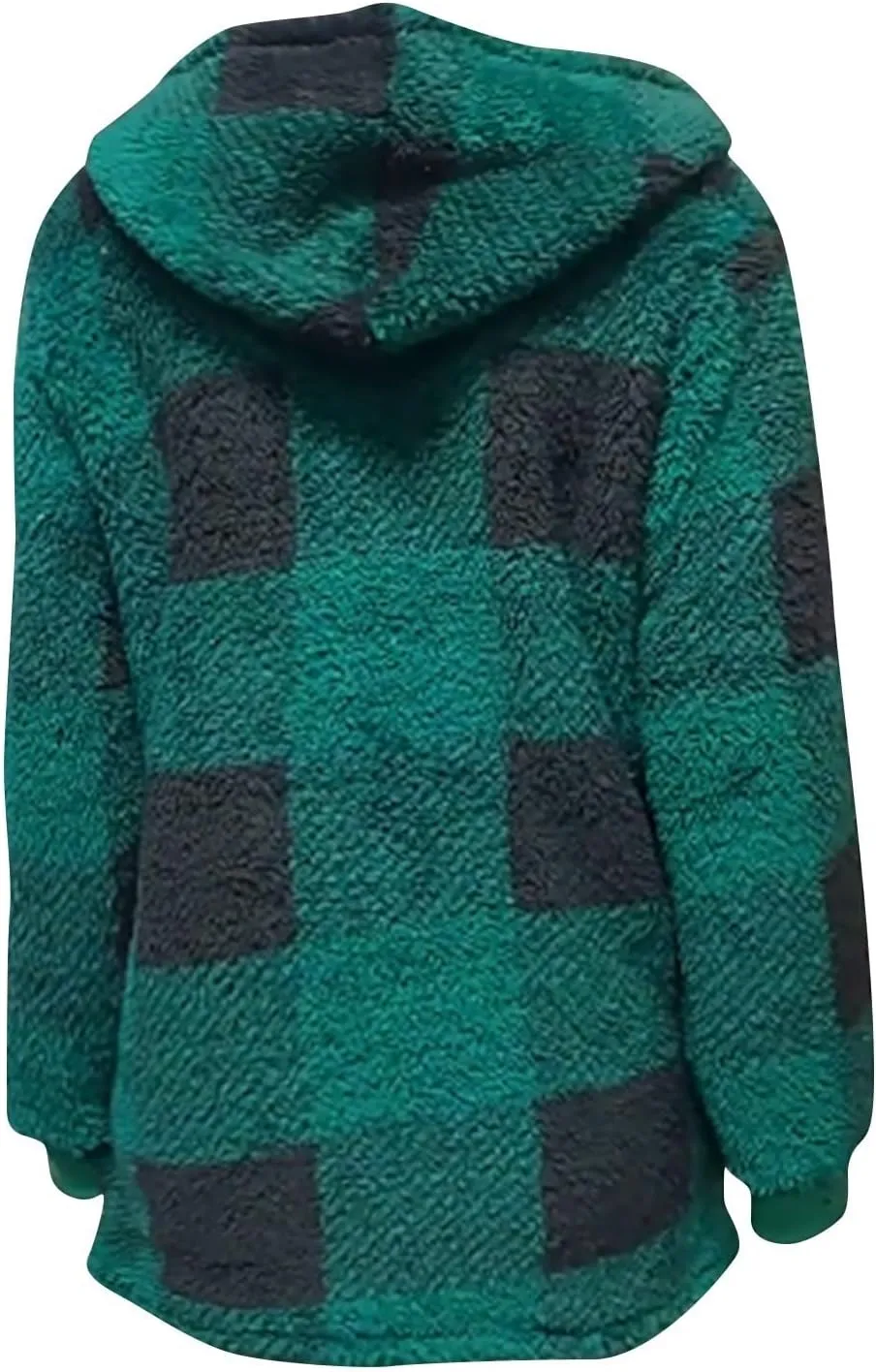 Sherpa Fleece Jacket Women Full Zip Up Plus Size Plaid Shacket Oversized Hooded Sweatshirt Trendy Winter Coat Outwear