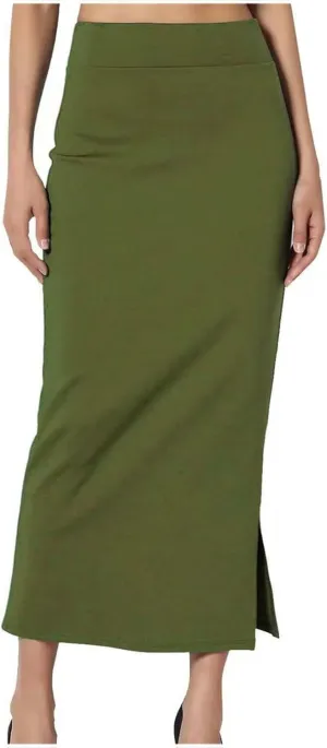 Side Slit Maxi Pencil Skirts for Women High Waist Slim Bodycon Stretch Elegant Long Skirt Party Club Night Out Skirt