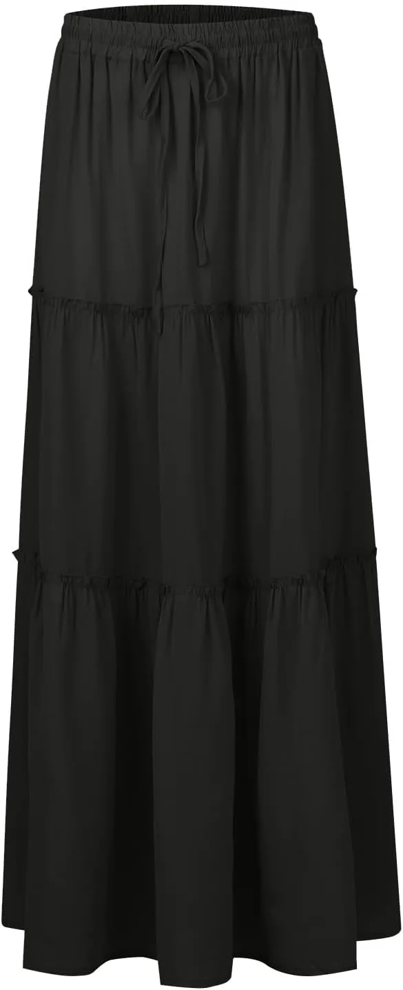 Solid Color Skirts for Women, Maxi Beach Casual Vacation Elegantes Womens Skirts