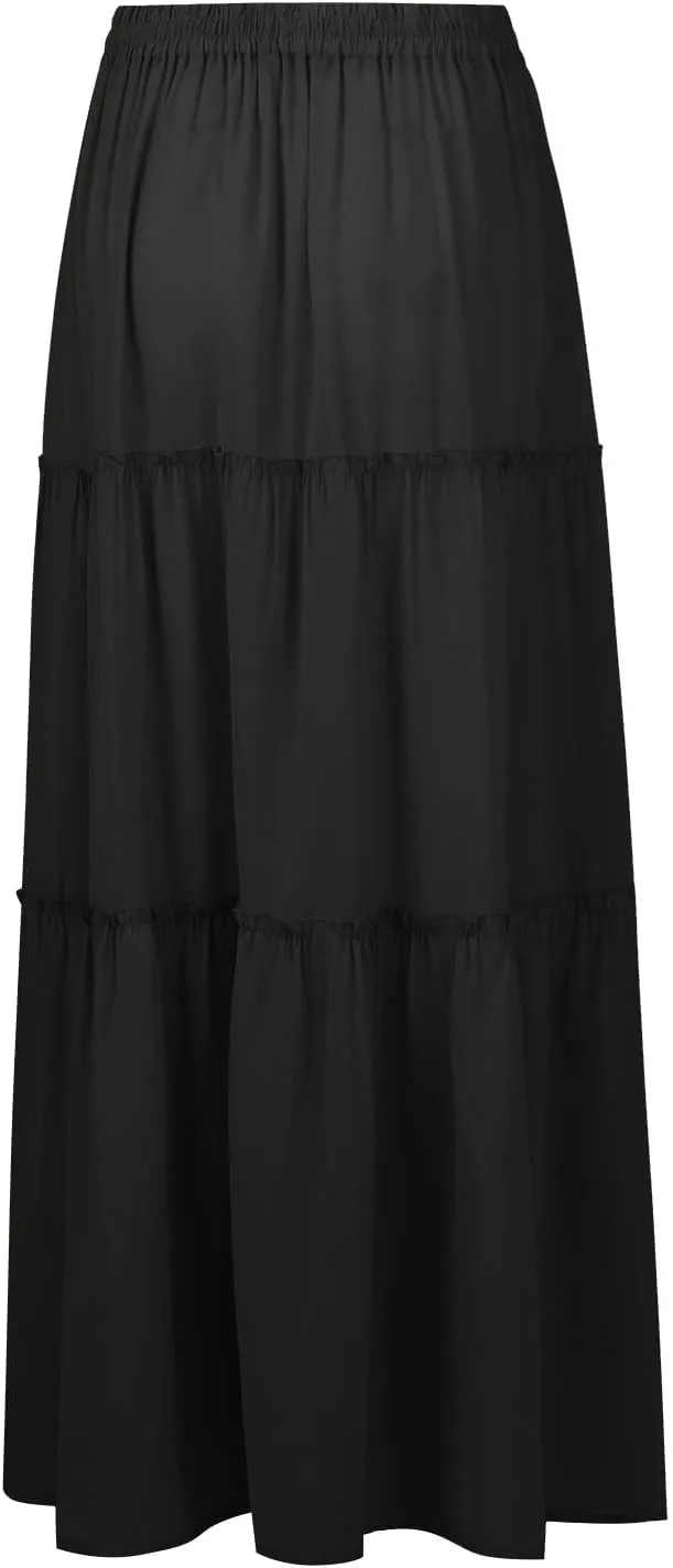 Solid Color Skirts for Women, Maxi Beach Casual Vacation Elegantes Womens Skirts