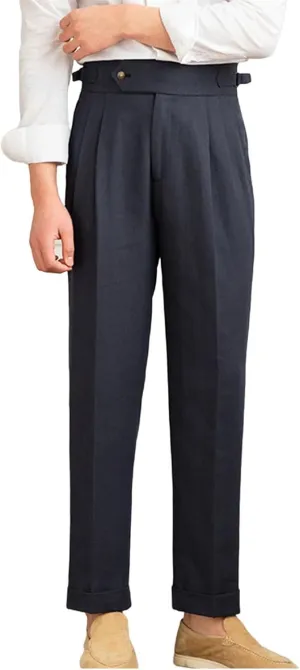 Spring Casual Straight Pants Men's Cotton and Linen Comfortable Breathable High Waist Pants