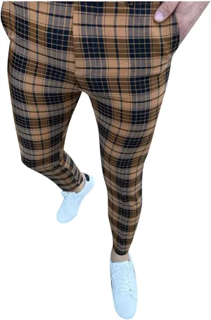 Suit Pants for Men's,Fashion Plaid Tweed Stretch Dress Pants Work Slacks Skinny Slim Fit Dress Trousers