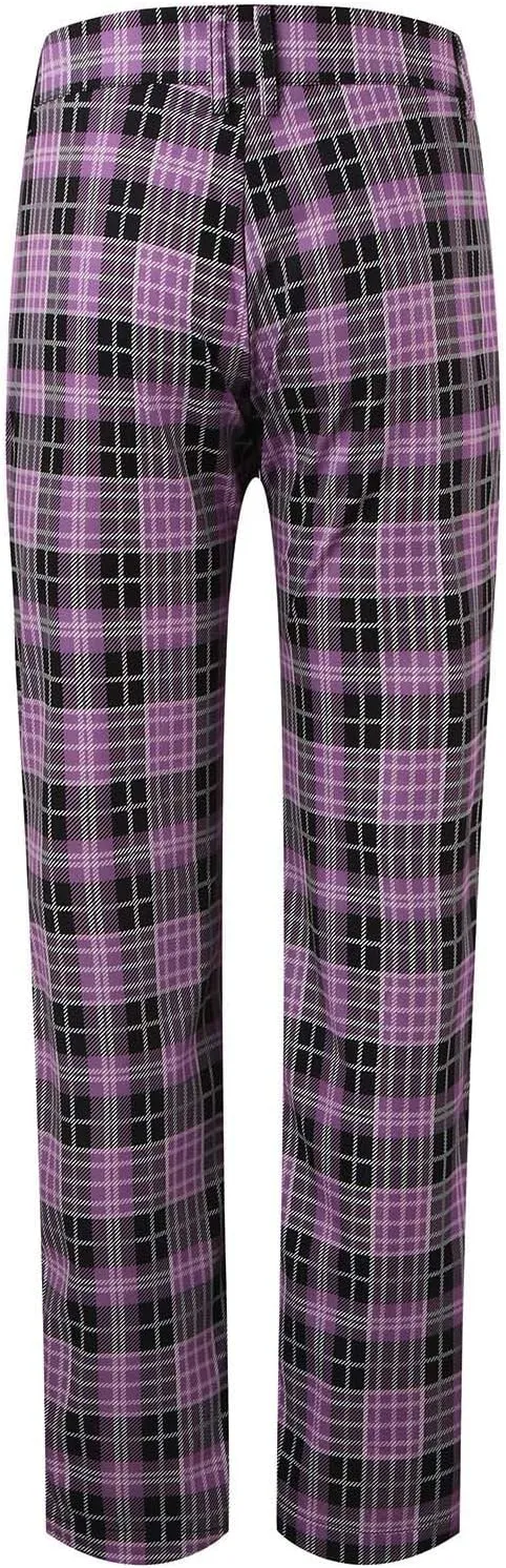Suit Pants for Men's,Fashion Plaid Tweed Stretch Dress Pants Work Slacks Skinny Slim Fit Dress Trousers