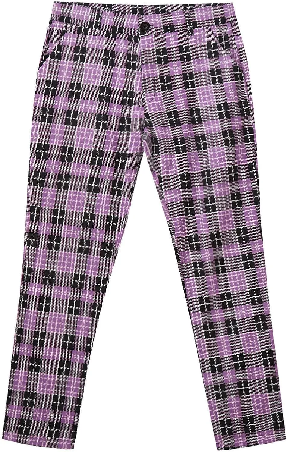 Suit Pants for Men's,Fashion Plaid Tweed Stretch Dress Pants Work Slacks Skinny Slim Fit Dress Trousers