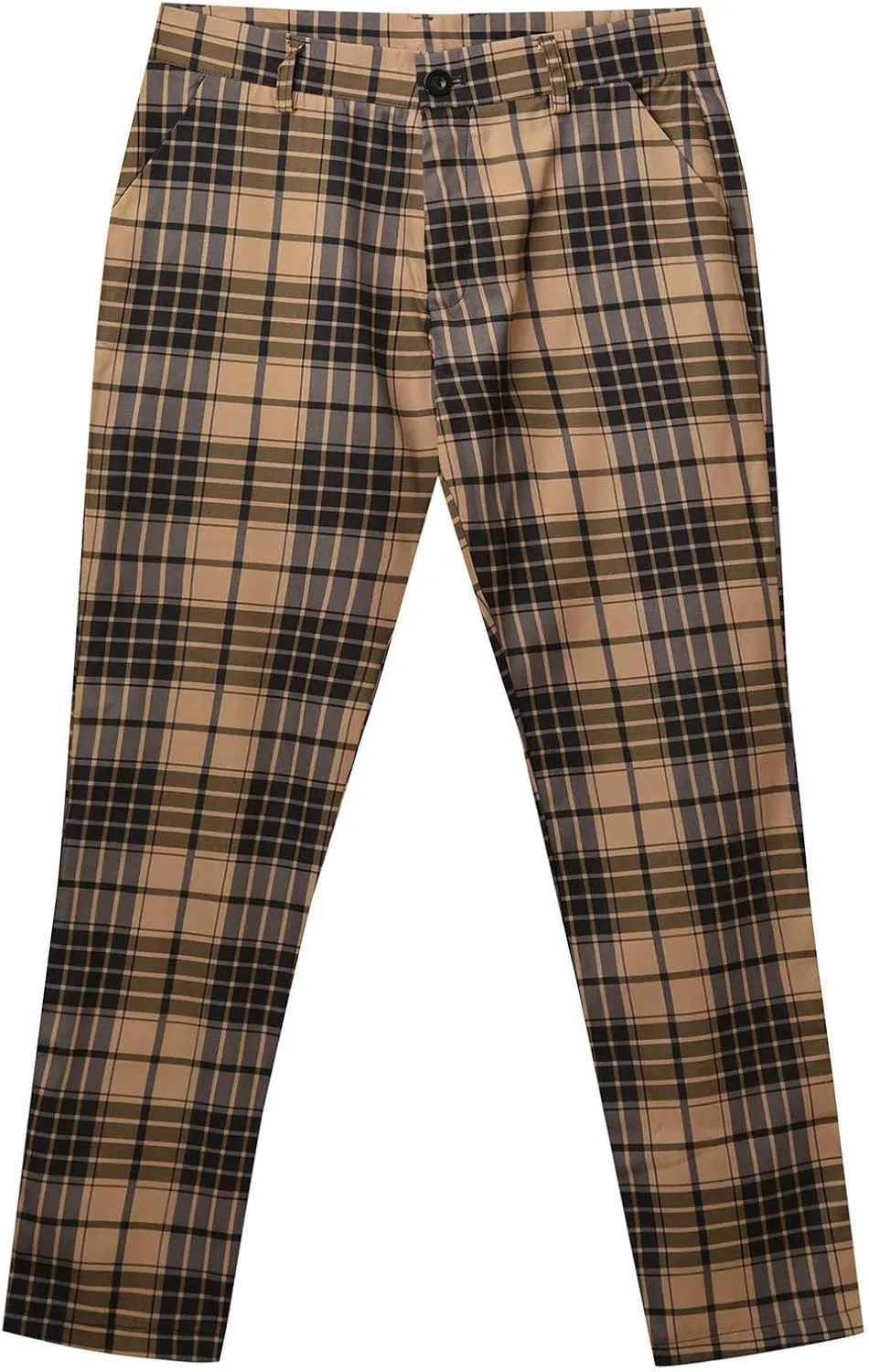 Suit Pants for Men's,Fashion Plaid Tweed Stretch Dress Pants Work Slacks Skinny Slim Fit Dress Trousers