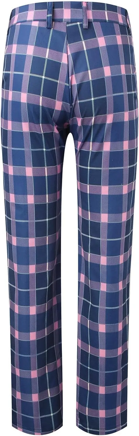 Suit Pants for Men's,Fashion Plaid Tweed Stretch Dress Pants Work Slacks Skinny Slim Fit Dress Trousers