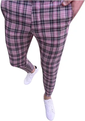 Suit Pants for Men's,Fashion Plaid Tweed Stretch Dress Pants Work Slacks Skinny Slim Fit Dress Trousers