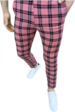 Suit Pants for Men's,Fashion Plaid Tweed Stretch Dress Pants Work Slacks Skinny Slim Fit Dress Trousers