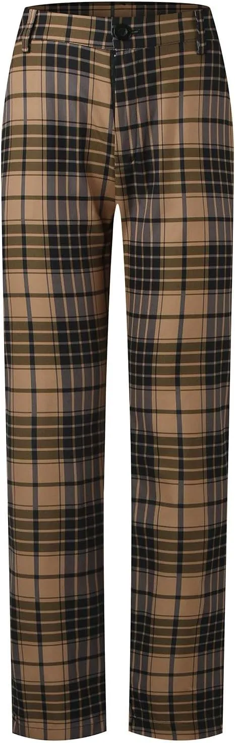 Suit Pants for Men's,Fashion Plaid Tweed Stretch Dress Pants Work Slacks Skinny Slim Fit Dress Trousers