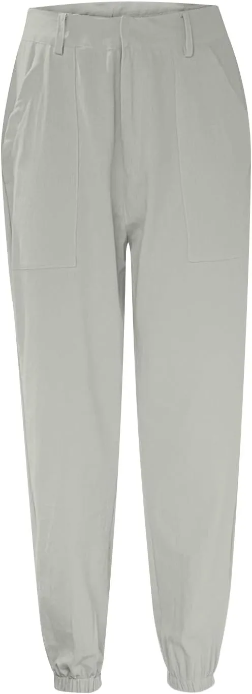 Summer Linen Pants for Women Casual Lounge Pants with Pockets Slim Fitting Pants Fashion Trendy Pants for 2025