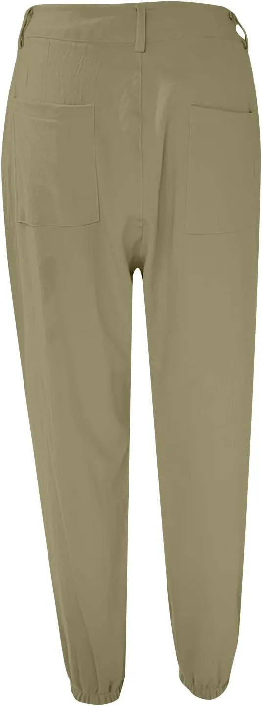 Summer Linen Pants for Women Casual Lounge Pants with Pockets Slim Fitting Pants Fashion Trendy Pants for 2025