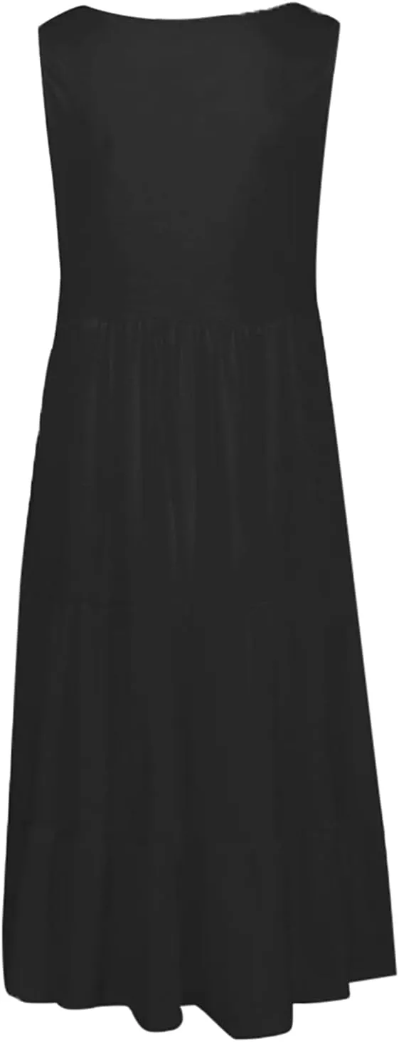 Sundresses for Women 2025 Sleeveless Cute Petite Mini Dress Tiered Summer Flowy Boho Sundress Beach Wear