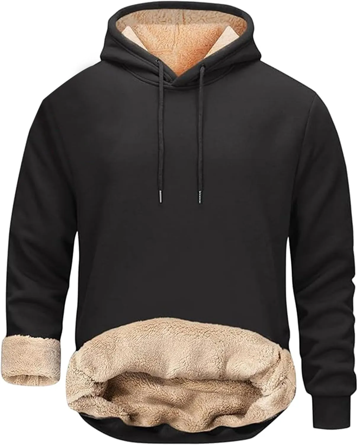 SUWBMHWE Mens Sweatsuit Sherpa Lined 2 Piece Set Hooded Sweatshirts Pullover Fleece Sweatpants Winter Thermal Tracksuits