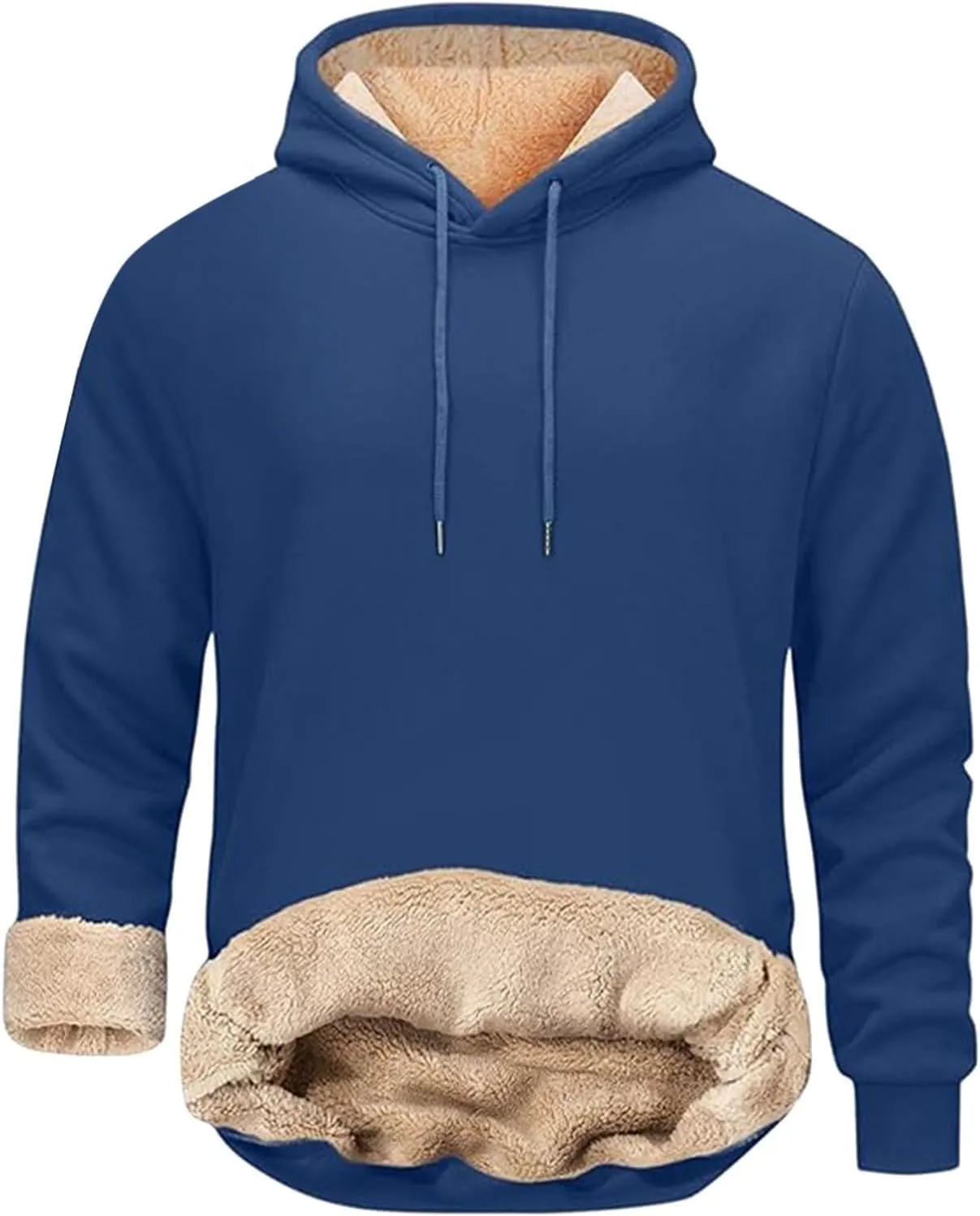 SUWBMHWE Mens Sweatsuit Sherpa Lined 2 Piece Sweatshirts Set Pullovers Fleece Sweatpants Winter Thermal Athletic Tracksuits