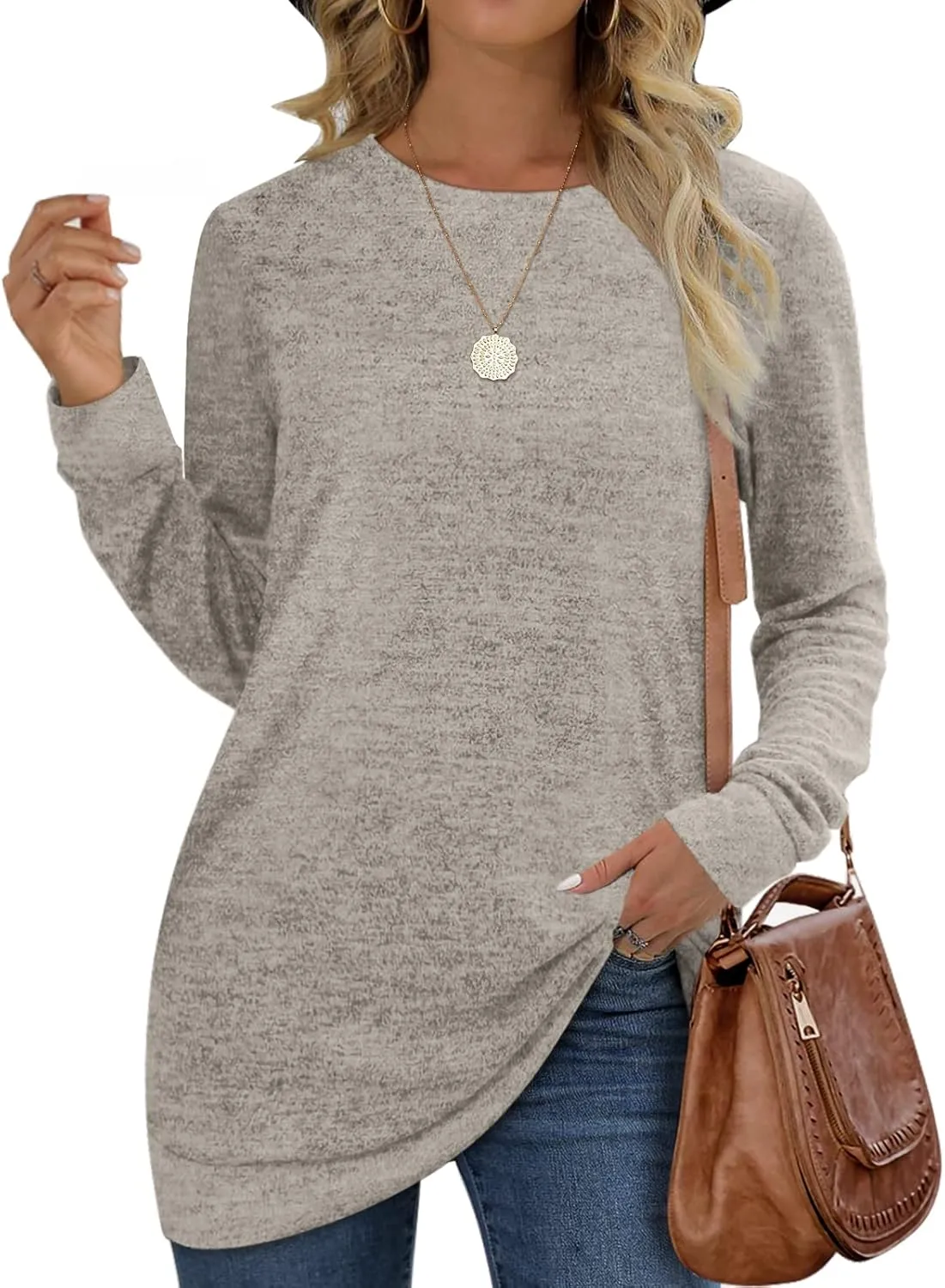 Sweatshirts for Women Crew Neck Long Sleeve Plain Fashion Casual Tops