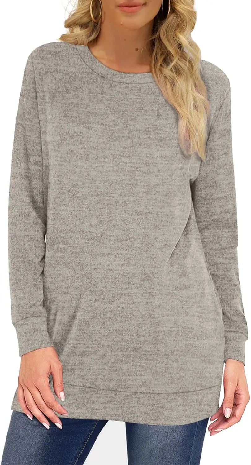 Sweatshirts for Women Crew Neck Long Sleeve Plain Fashion Casual Tops